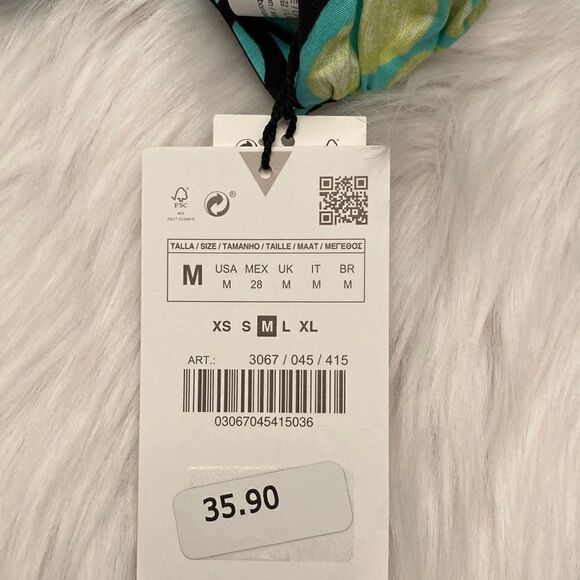 Zara Aqua and Black Crop Top Size M - Picture 9 of 12